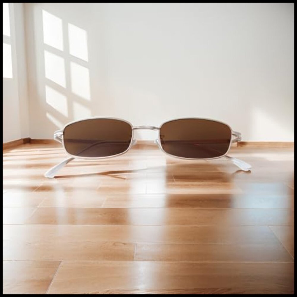 Thin Rectangular Sunglasses Retro Y2k Minimal Chi… - image 5